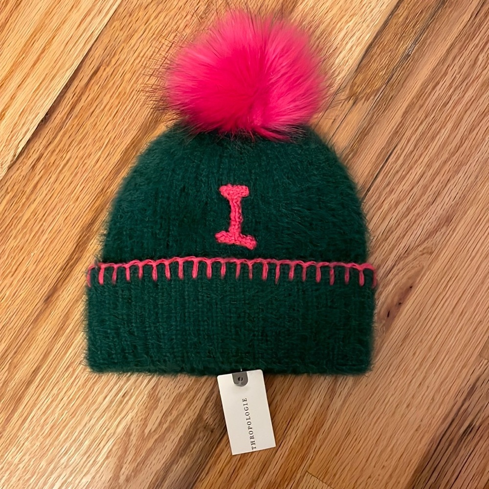 Anthropologie Fuzzy Monogram Kids Hat